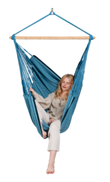 Habana Blue Zebra - Hängesessel Comfort aus Bio-Baumwolle Blau